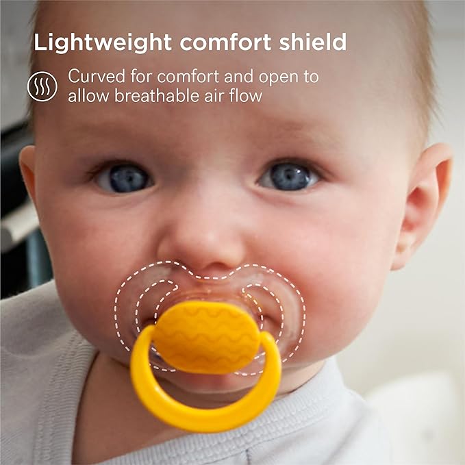 Smilo Baby Pacifier with Orthodontic Design for Healthy Dental Development - Stage 1 for Babies 0-3 Months - Pack of 3X 100% Silicone Newborn Pacifiers BPA Free - Plum Purple