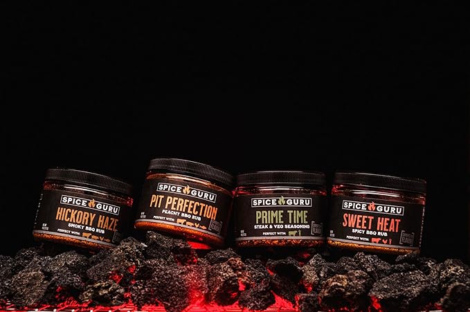 Spice Guru BBQ Rub Gift Set – 4 Flavor Barbecue Seasoning Sampler – Mens Christmas Gifts for Dad, Husband or Brother – Premium Grilling Spices & Holiday Gift Set for Grill Lovers - Grill Accessories