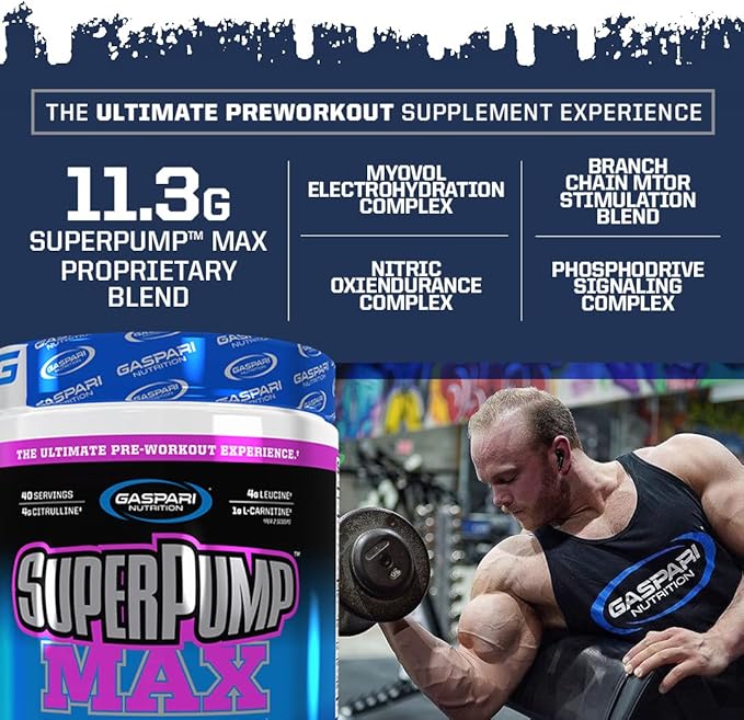 Gaspari Nutrition SuperPump MAX , The Ultimate Pre Workout Powder, Sustained Energy Preworkout, Nitric Oxide Booster, Muscle Growth, Recovery & Replenishes Electrolytes (40 Serving, Pink Lemonade)