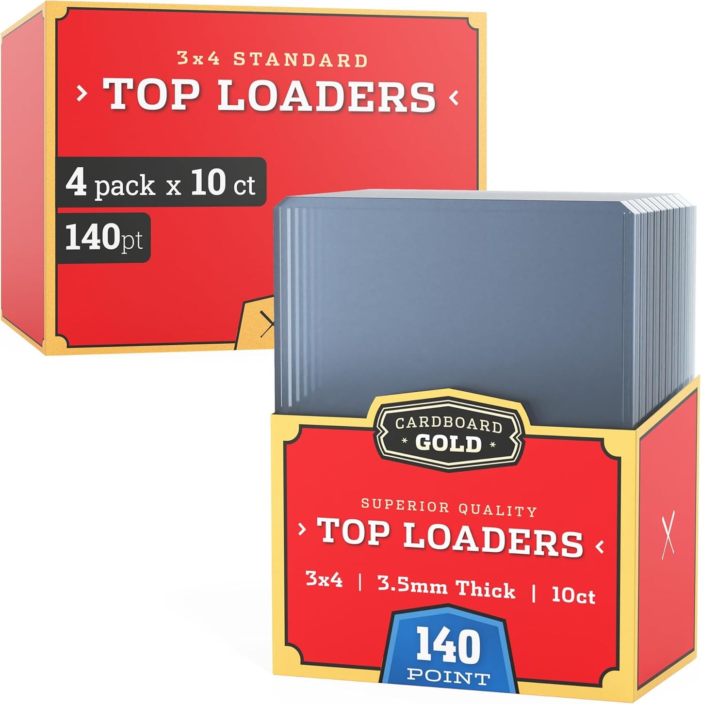 Cardboard Gold - 140pt Top Loaders for Cards - 40 Count - Premium 3x4 Inch Trading Card Toploaders - Protect Your Baseball and Sports Cards with These Crystal Clear Hard Plastic Sleeves Protectors