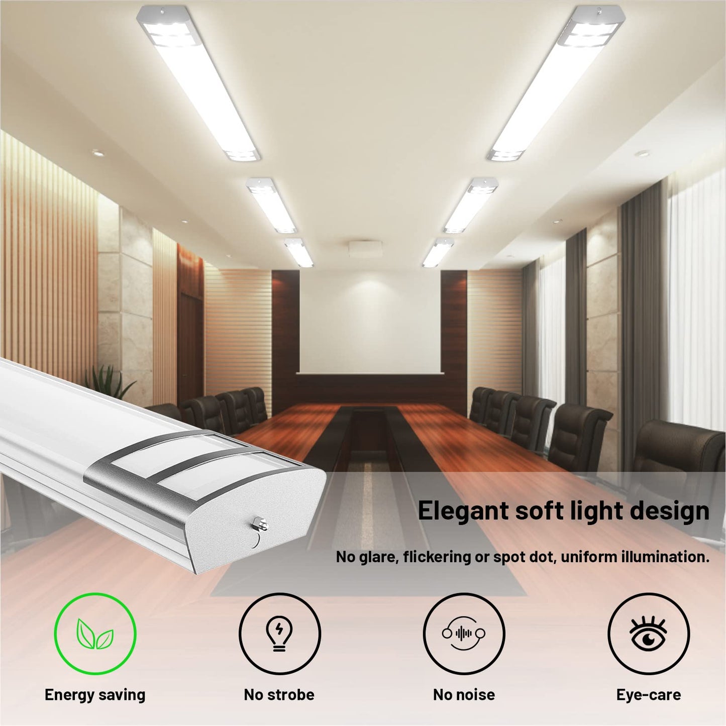 ANTLUX 4FT LED Flush Mount Light, 40W 4500LM, 4000K Neutral White, 6 Inch Wide, Aluminum, Model 6inch