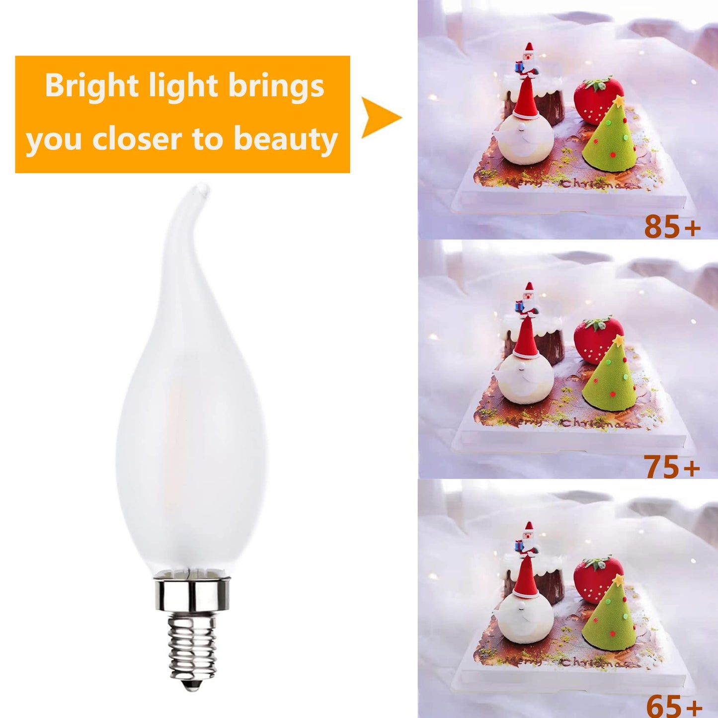 Sunaiony Frosted LED Candelabra Bulbs E12 25W Equivalent Warm White 2700K CA11 6 Pack