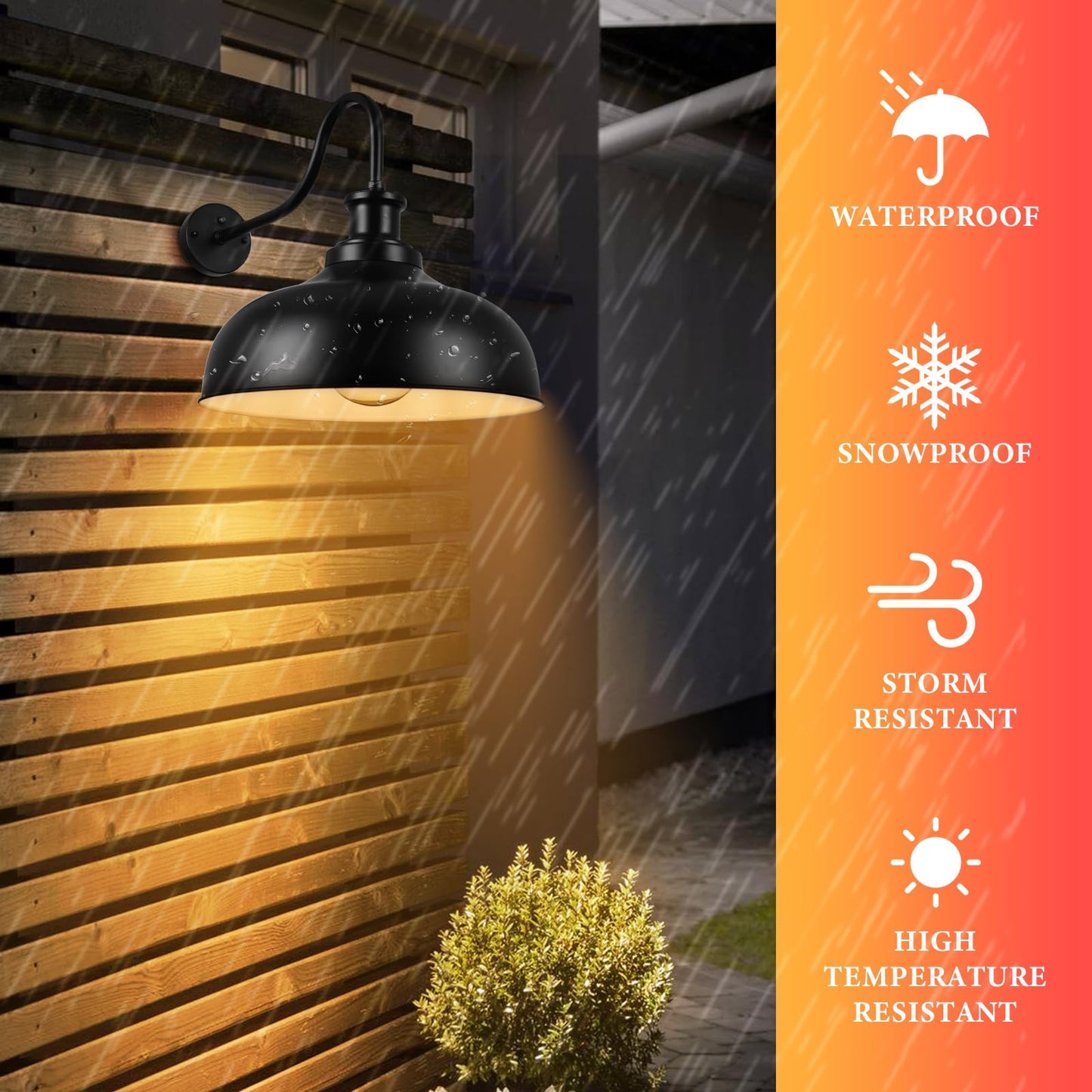 Diyel Dusk To Dawn Outdoor Barn Light 16 Inch Dome Outdoor Wall Sconce Farmhouse Exterior Wall Mount Light Wall Lighting Fixture Industrial Black Wall Lantern For Porch Garage  3 Pack