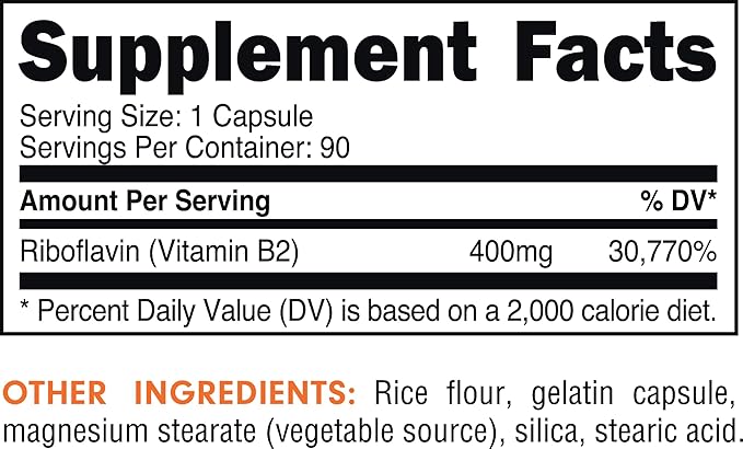 Bucked Up Vitamin B2 400mg Capsules, Essentials (90 Servings)