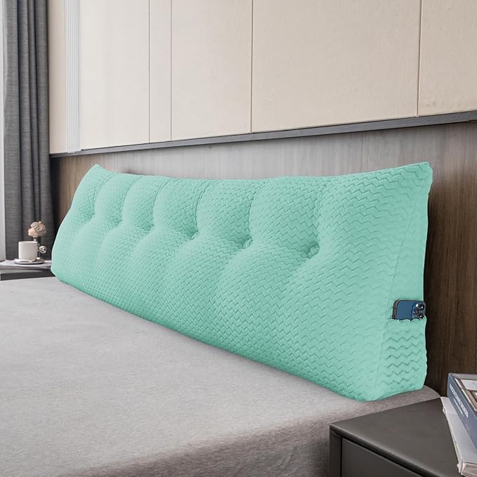 Large Bolster Triangular Headboard Wedge Backrest Positioning Support Bed Rest Reading Pillows Headboard Wedge Pillows for Day Bed Bunk Bed with Removable Cover