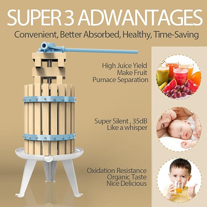 SQUEEZE master 1.6 Gallon/6L fruit press with 2 Filter Bags