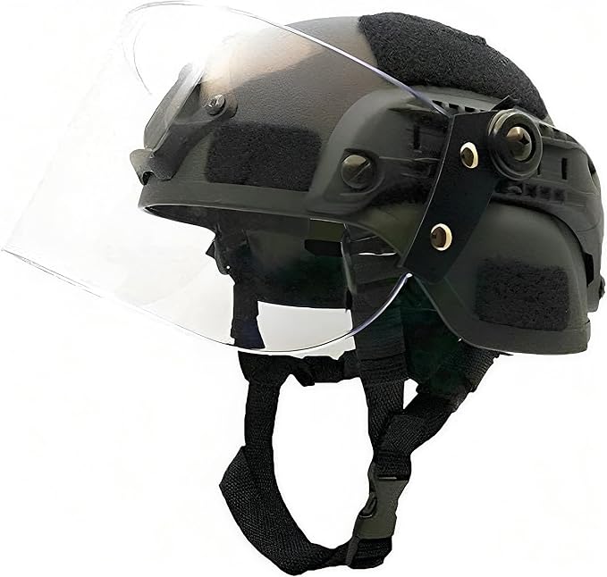 LEJUNJIE Tactical MICH 2000 Fast Helmet with Clear Riot Visor Face Shield Sliding Goggles for Airsoft Paintball CS War Gam...