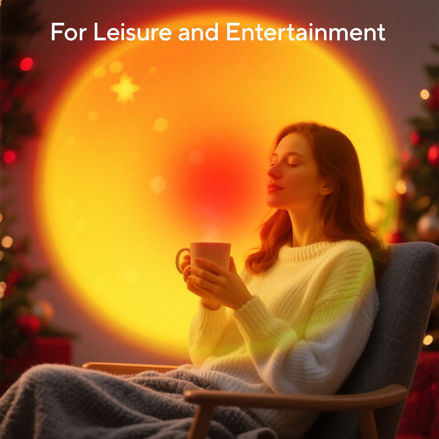 Neroupe Sunset Lamp Projector, 180? Adjustable LED Mood Light, Sunset Red, Model N04