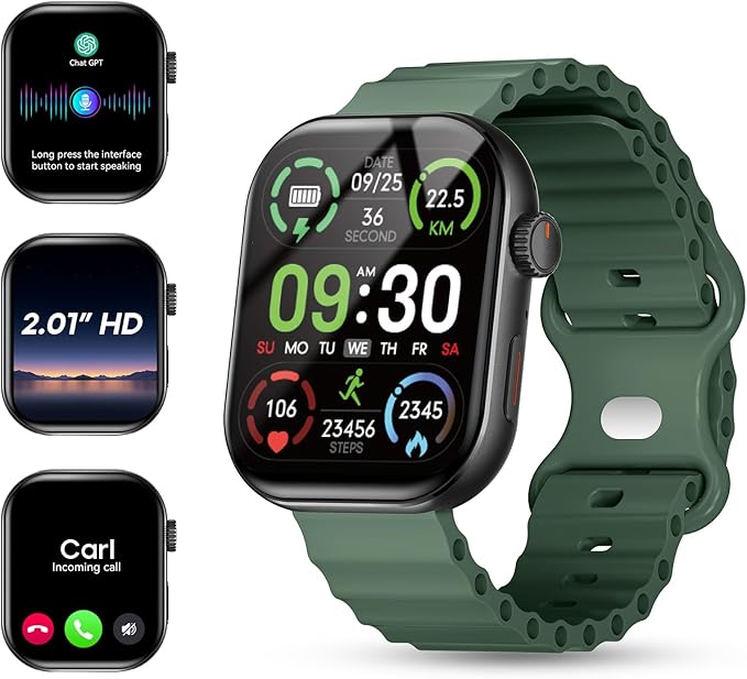 AURAFIT AI Smart Watch with ChatGPT Bluetooth Calling, App AI Dial 2.01" Fitness Tracker, 100+ Modes, Heart Rate Sleep Cal...