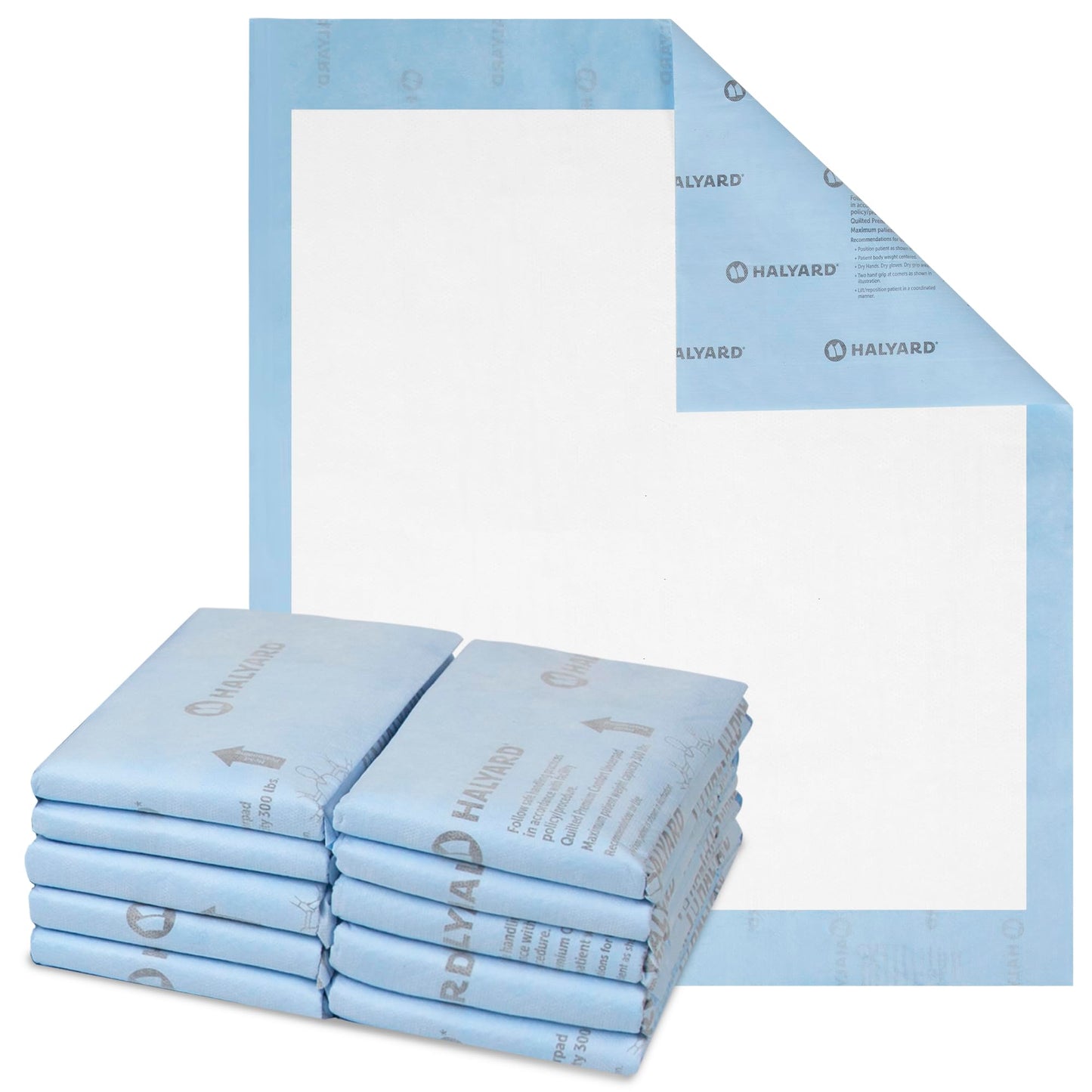 HALYARD Premium Disposable Underpads, 30 x 36 Inches Chux Pads - Blue, Case of 40 - Incontinence Bed Pads for Adults with Airlaid Core for Moisture and Odor Control
