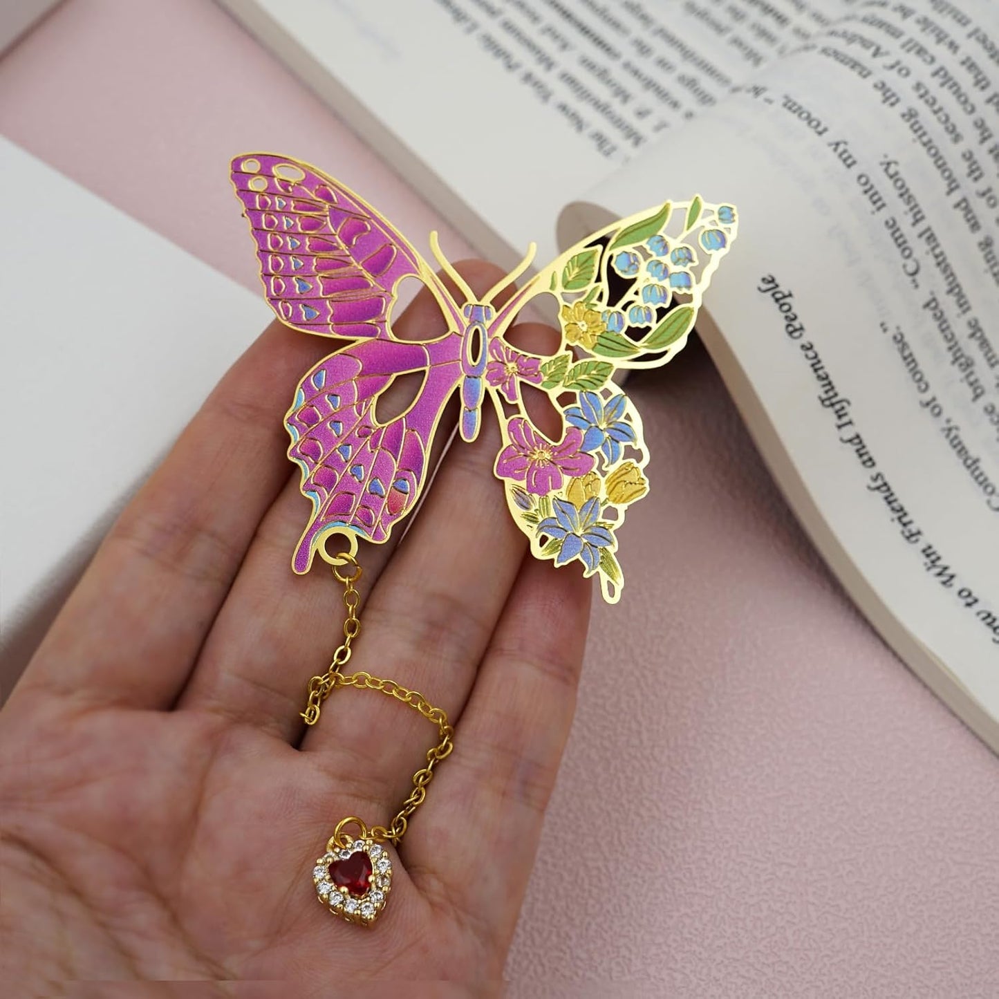 Butterfly Bookmarks for Women,Metal Bookmark,Unique Gifts Book Markers for Women Book Lovers,Teacher Appreciation Gifts,Valentine Mother's Day Christmas New Year Birthday Gift (02-Pink)