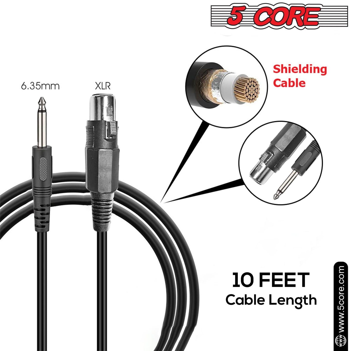 5 Core Microphone Dynamic Vocal Handheld Mic Cardioid Unidirectional Microfono W On Off Switch + Xlr Audio Cable For Singing - P