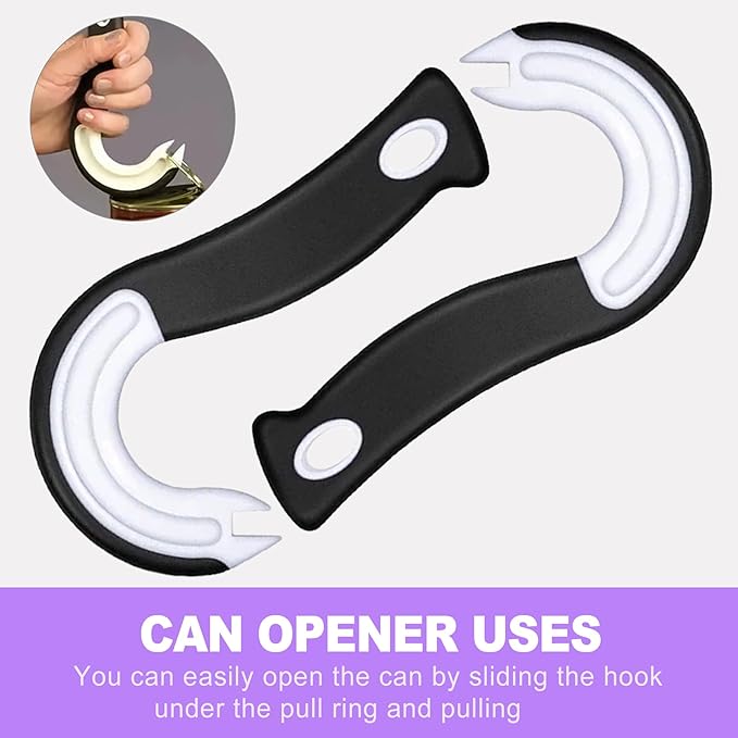 2 Pack Ring Pull Can Opener for Seniors with Arthritis - Pop Can & Soda Opener Tool for Weak Hands - Easy Tab Openers for Cat Food, Protects Nails & Joints