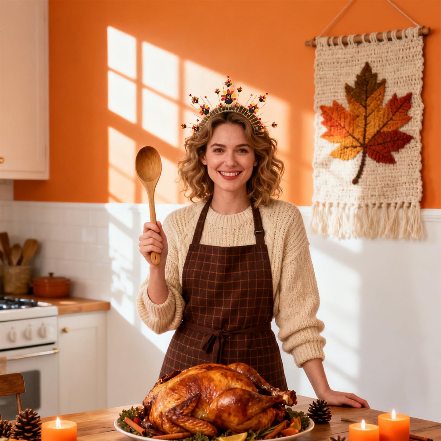 mokkia Thanksgiving Headband for Women Fall Turkey Headbands Halo Crown Thanksgiving Outfits Fall Accessories Costume Party Favo