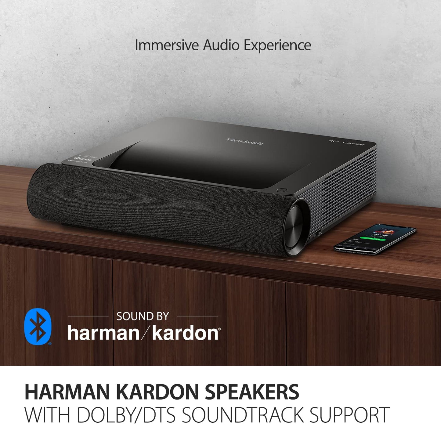 Viewsonic X2000B-4K Ultra Short Throw 4K Uhd Laser Projector With 2000 Lumens, Wi-Fi Connectivity, Cinematic Colors, Dolby And D