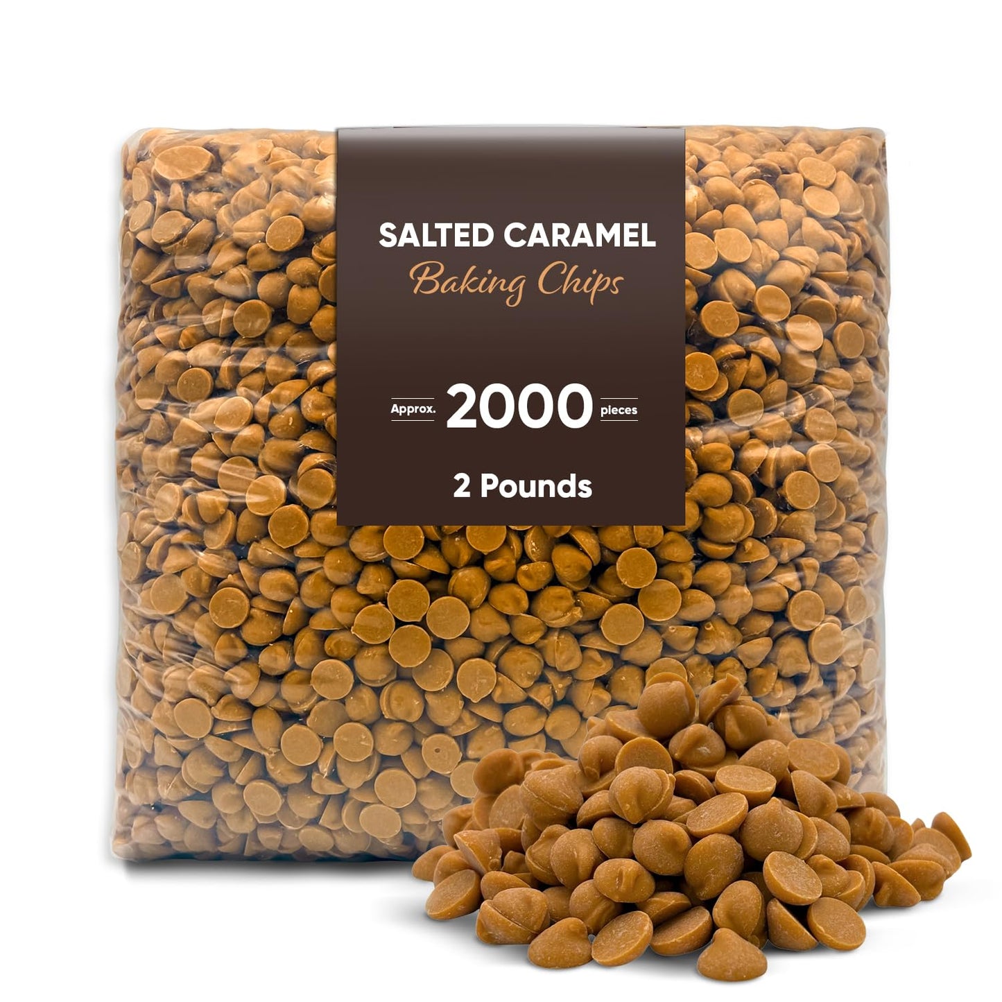 Salted Caramel Baking Chips 2 Pounds (Approx 2000 Pieces) - Bulk Pack for Cookies  Brownies  Muffins  and Desserts