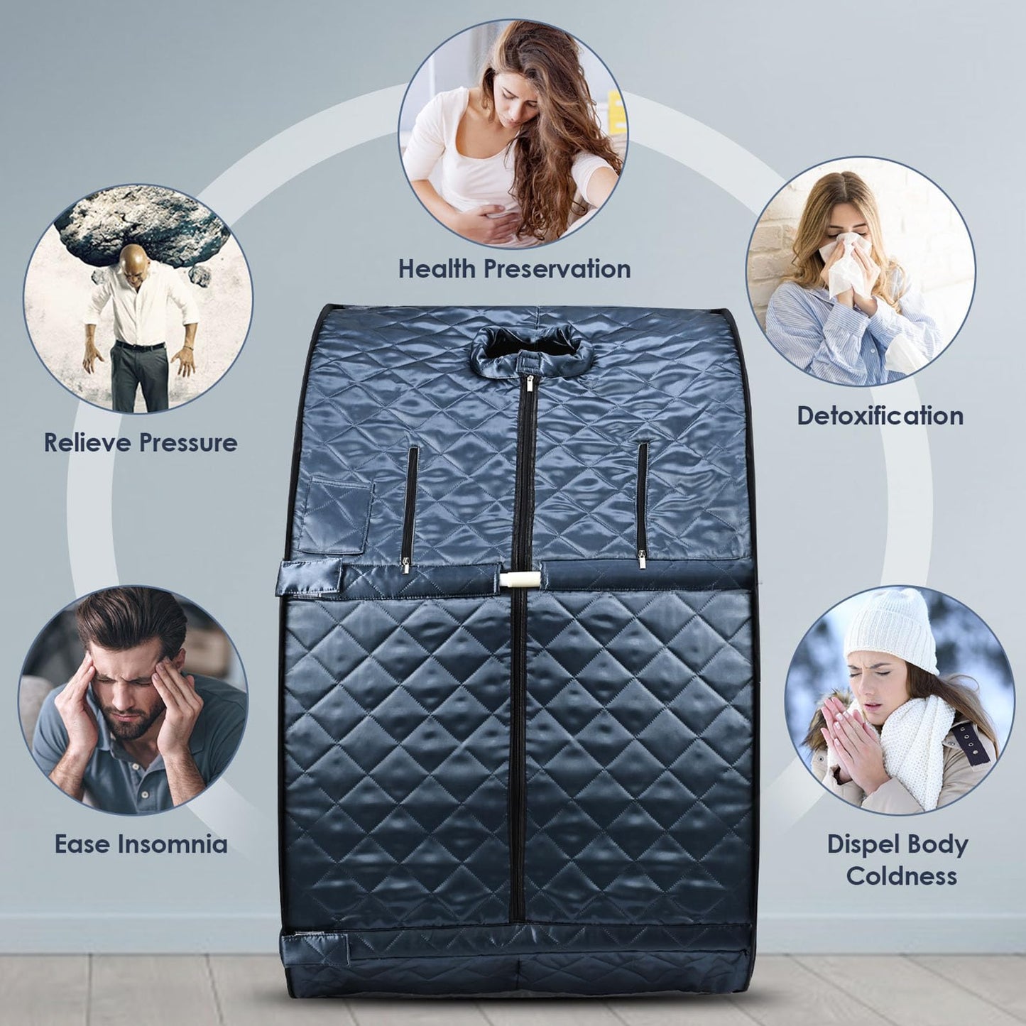 MFYDPP Portable Sauna Steam Tent,Sauna Box for Home,Sauna Tent,with 1000W 3L Sauna Steamer, Remote Control, Folding Chair