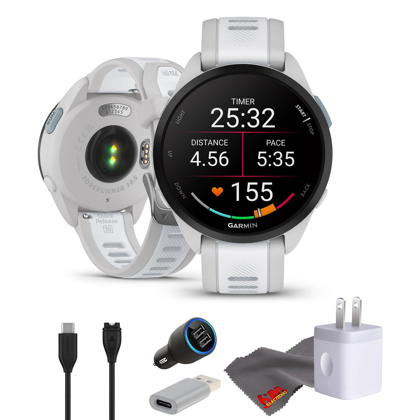 Garmin Forerunner 165 Gps Running Smartwatch, Fitness Tracker Smart Watch For Men And Women Bundle With Accessories - Mist Gray/