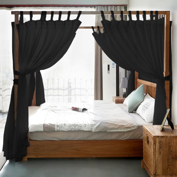 AIKASY Princess Canopy Bed Curtain with Top and Self-Adhesive Velcro, Creating a Romantic Atmosphere in The Room