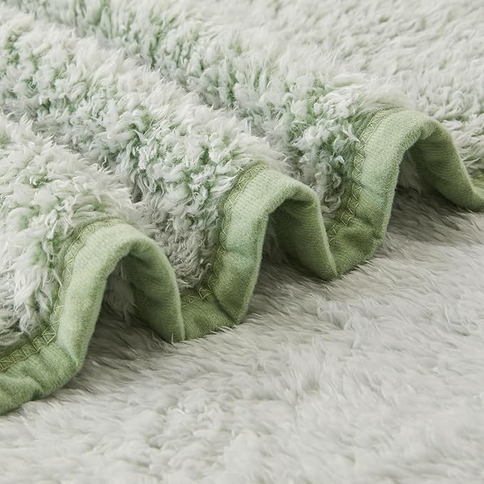 EMME Fuzzy Blanket Soft Fleece Throw Blankets for Women, Fluffy Sherpa Throws(Plush Sage,60"x80")