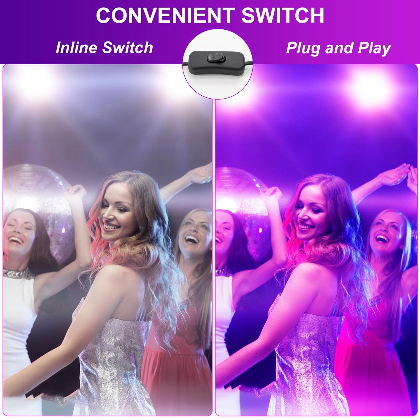 Waygor 50W LED Black Lights, IP65 Waterproof UV Floodlight, 395nm, Purple, Model WG-UV50-4P, 4 Pack