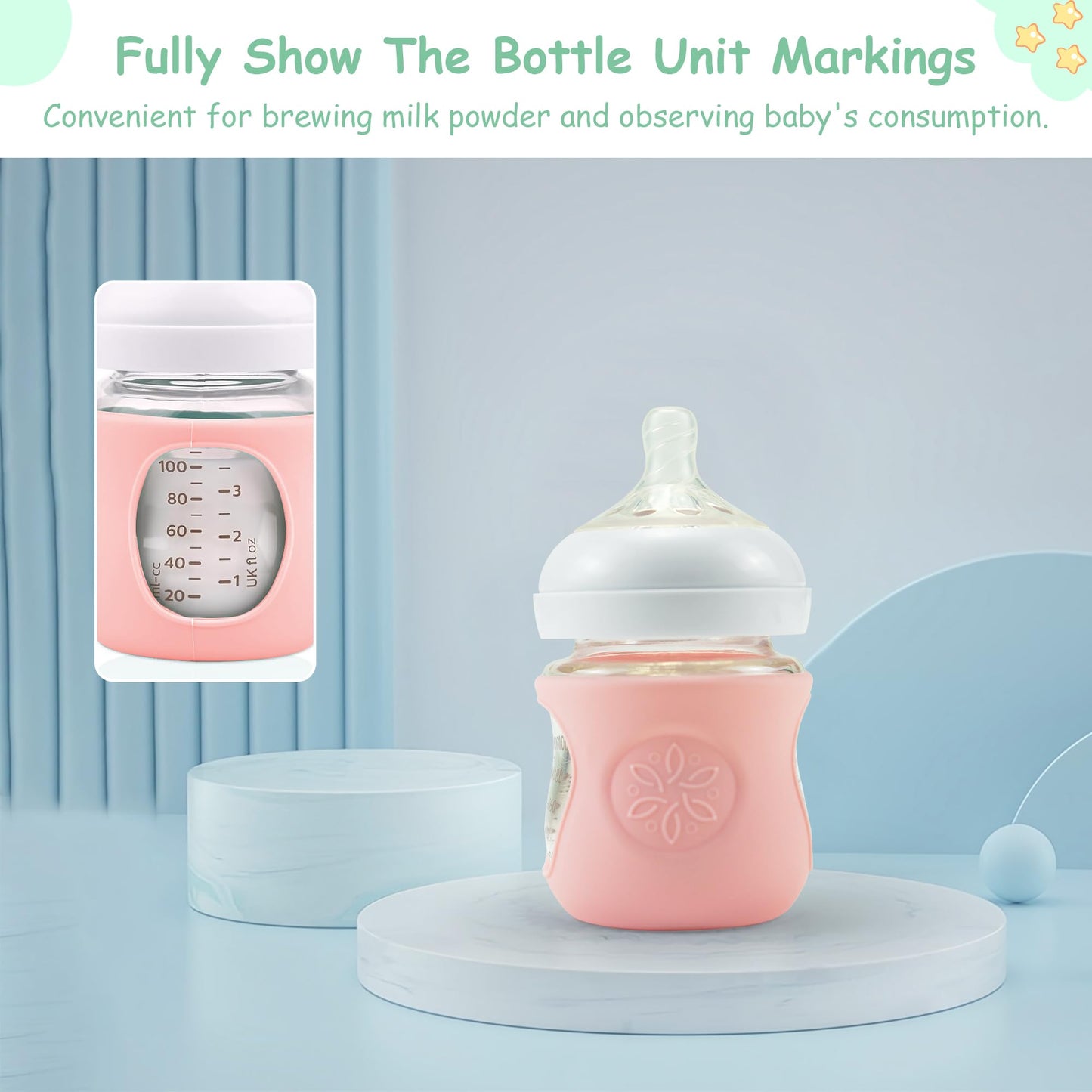 4 Pack Silicone Sleeves for Philips Avent Glass Bottle 4 oz, Anti Breakage Baby Bottle Holder, Compatible Philips Avent Glass Natural Baby Bottle 4 oz, Anti-Scald, BPA Free