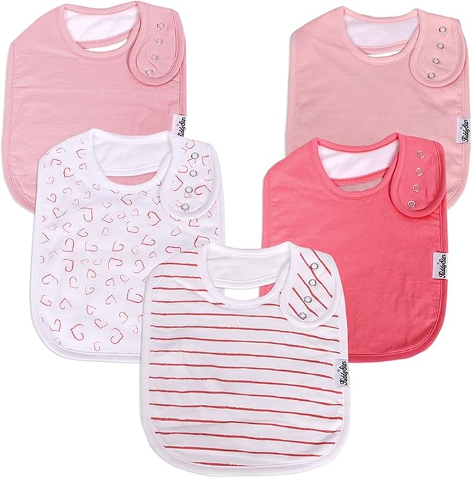Organic Cotton Baby Bibs for Boys & Girls – Soft, Absorbent Teething & Drool Bibs - Adjustable Snaps for Toddlers