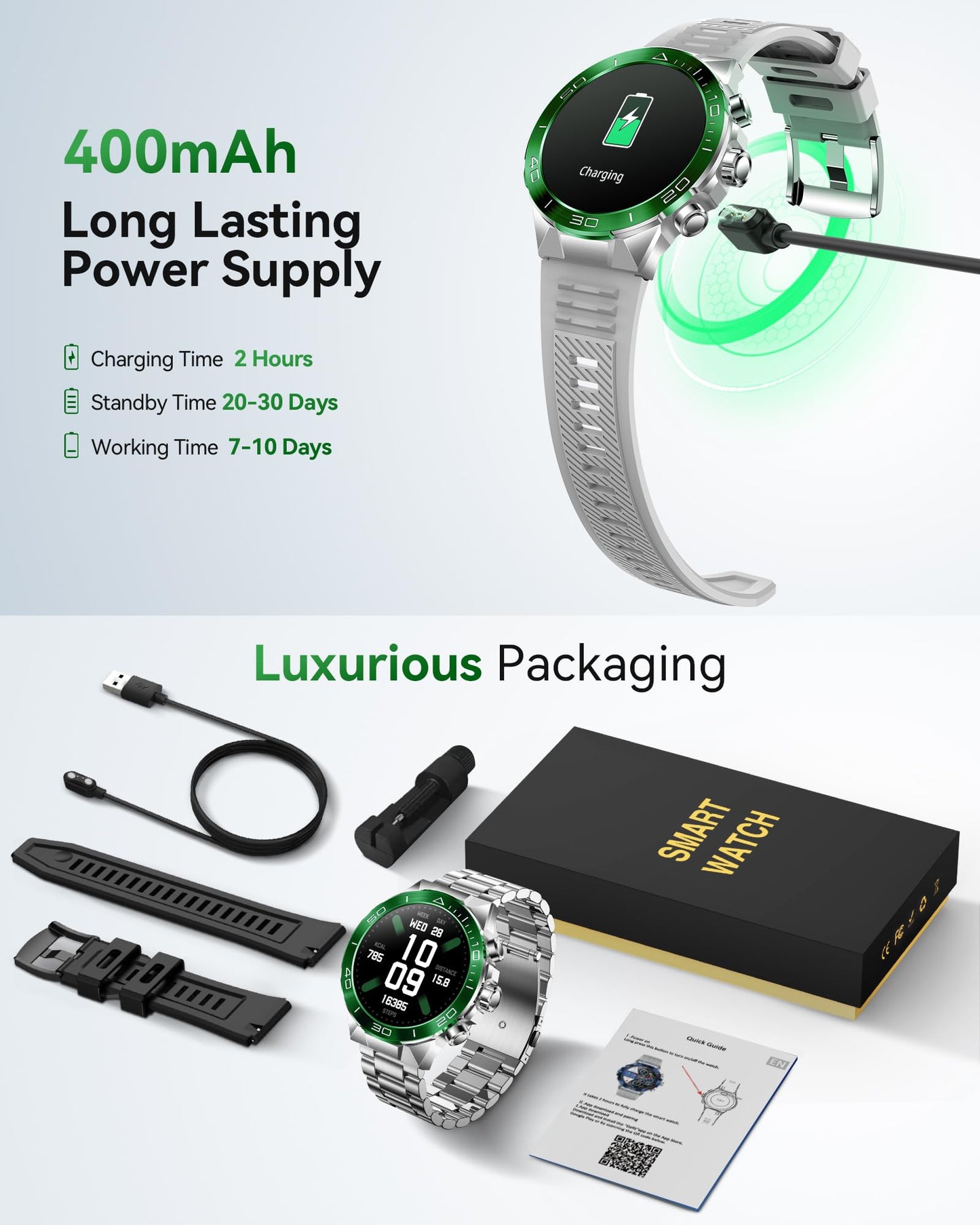SOUYIE Military Rugged Smart Watch for Men, AMOLED 1.43" HD Screen, Bluetooth Call Answer/Make, Blood Oxygen/Heart Rate/Sleep Tracker, 7-30 Day Battery, Waterproof Fitness Tracker for iOS Android