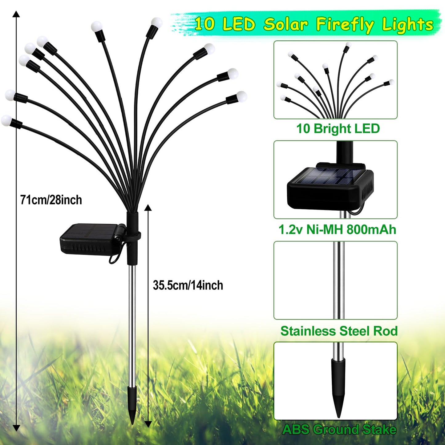Kohlrabi Solar Garden Lights Outdoor, 4 Pack 40 LED Solar Purple Firefly Lights Waterproof, Sway by Wind, Halloween Swaying Light for Yard Patio Backyard Garden Planter Flower Bed Pathway Decoration