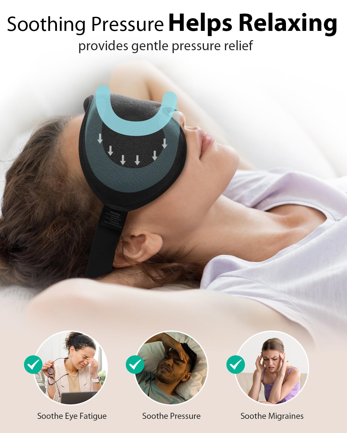 MABAO Weighted Sleep Mask - 100% Blackout Eye Mask for Sleeping for Women Men, 3D Contoured for Lash Extension, Zero Eye Pressure Memory Foam Cover, Soft Gentle Pressure Blindfold for Travel - Black
