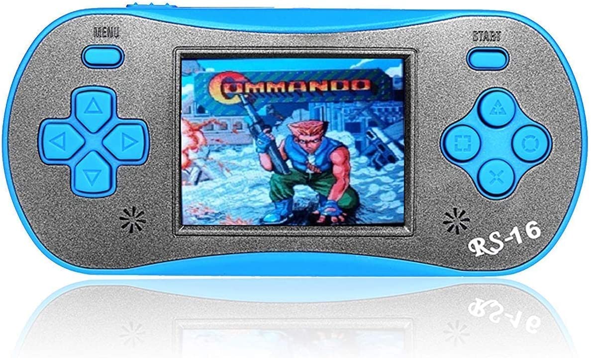 FAMILY POCKET Handheld Game Player for Kids Adults, RS16 Portable Classic Game Controller Built-in 260 Game 2.5 inch LCD Retro Arcade Video Game System Children's Birthday Gift-Blue