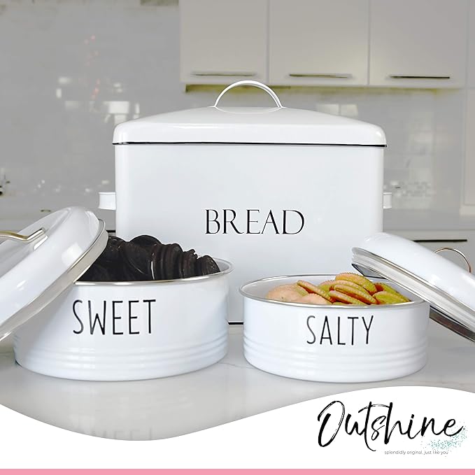 OUTSHINE Cookie Jar with Airtight Lids | Farmhouse Cookie Jar Antique Set of 2, Cookie Time Cookie Jar From Friends | Cookie Jars for Kitchen Counter | Decorative Vintage Snack Storage