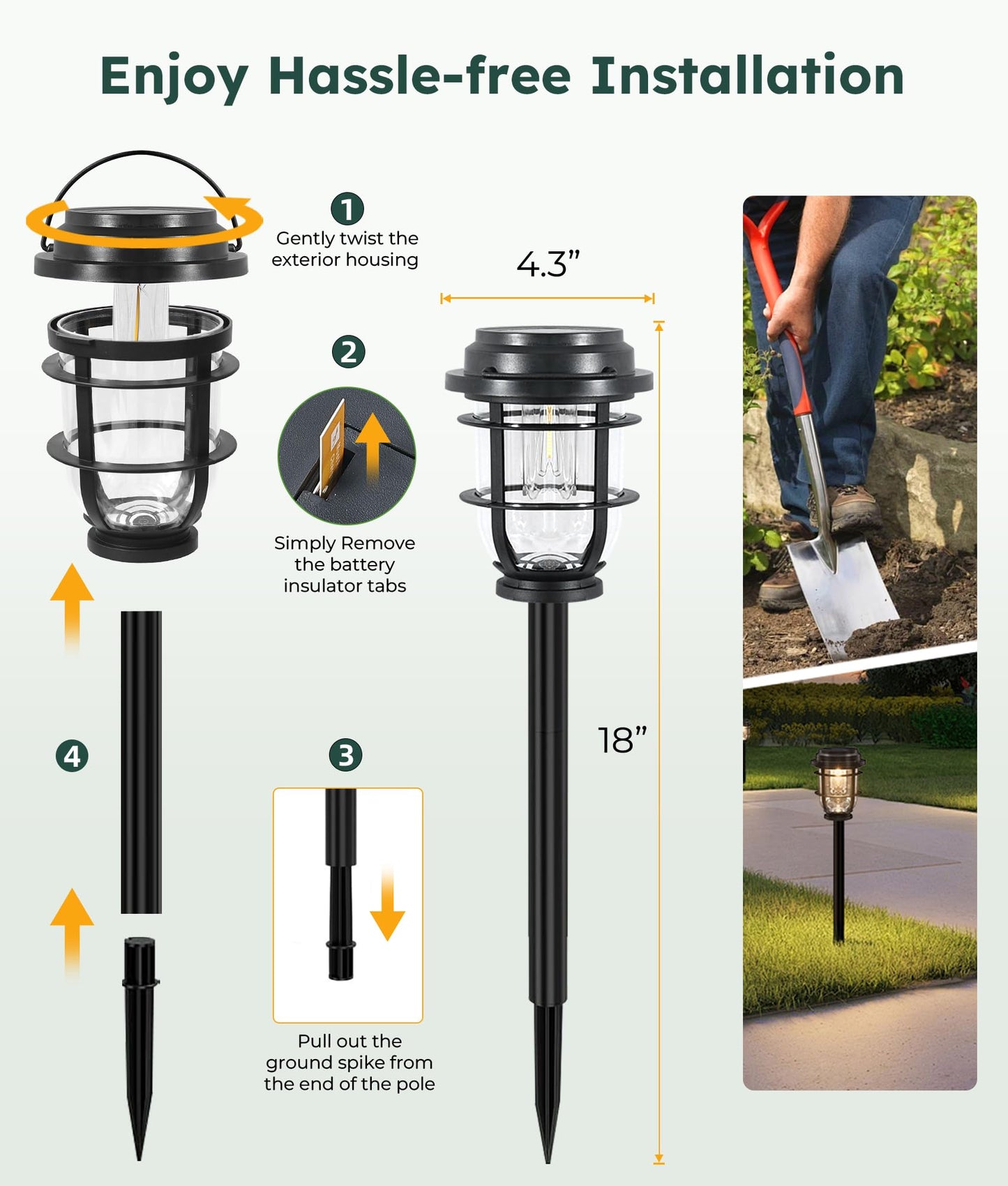 Vuees Solar Pathway Light  Bright Auto Garden Lights Decor - Durable Landscape Lighting For Lawn  Patio  Walkway  Driveway  Housewarming Gift Ideas