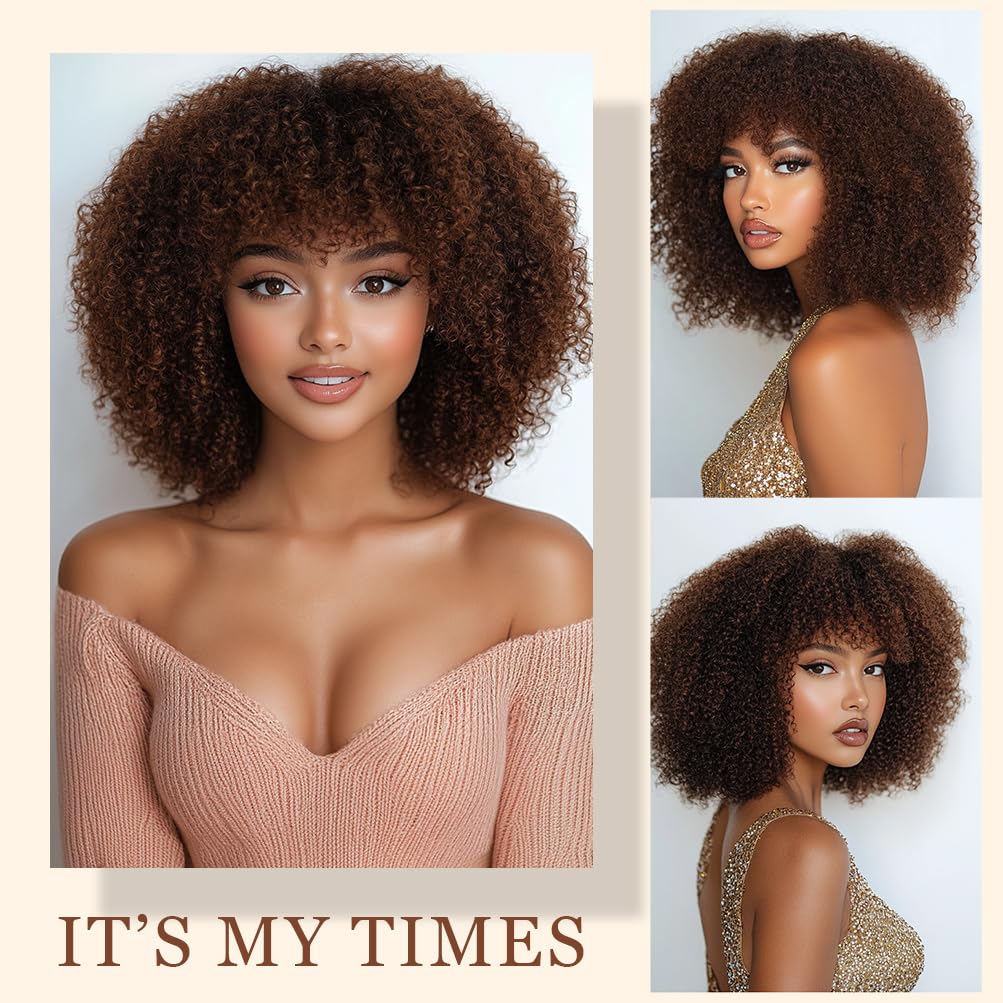 Style Icon 14    Short Afro Curly Human Hair Wigs Glueless Blonde Wig