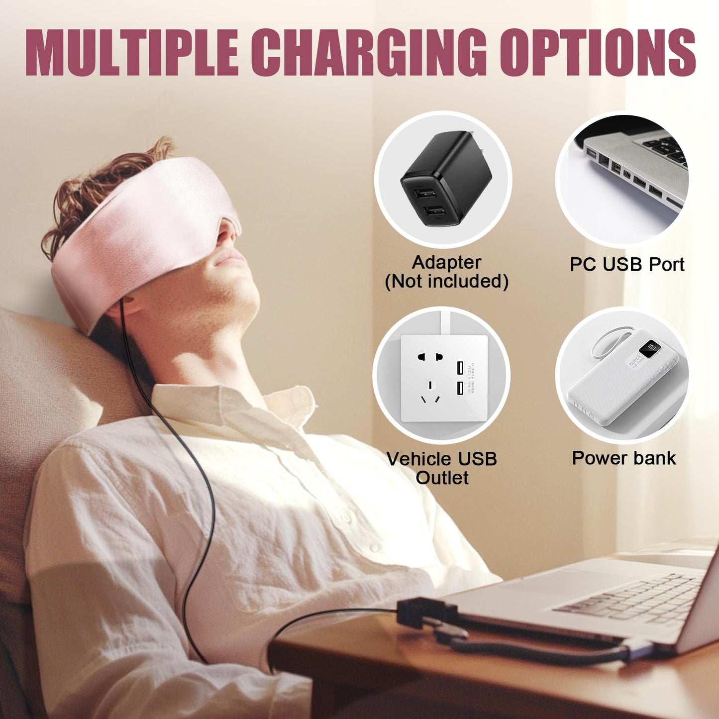 Heated Eye Mask for Dry Eyes and Sinus Pressure Relief, Ultra Soft Face Heating Pad for Tension Headache Relief Pink