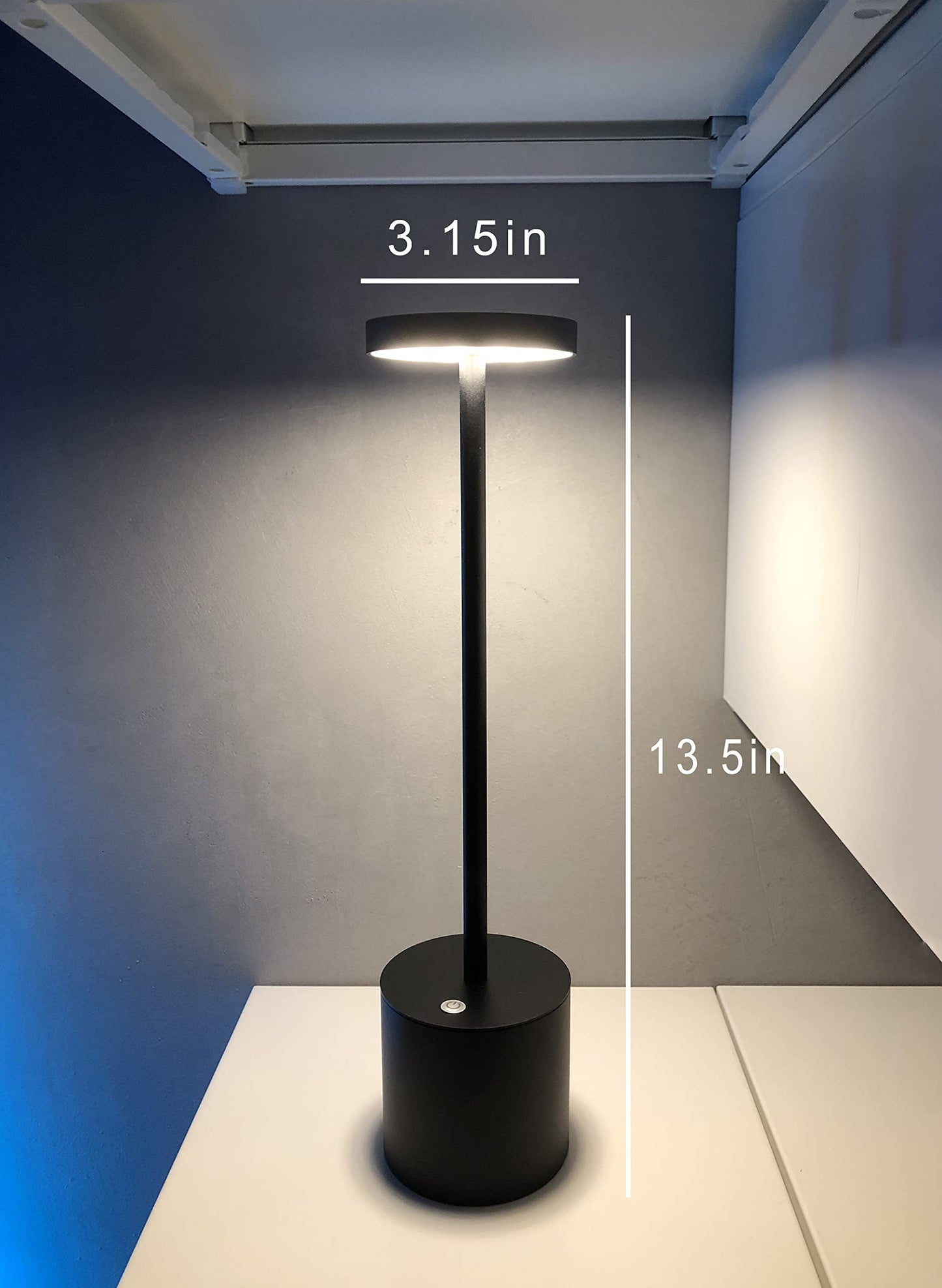 Yiben Cordless Table Lamp  Rechargeable Led Battery 6000Mah Metal Usb Portable Powered Desk Lamp  3 Levels Brightness Light For Restaurants Outdoor (13.25In Black)