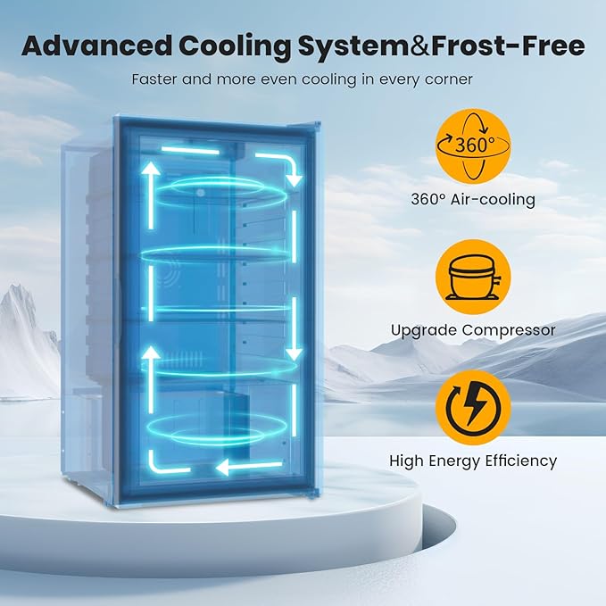 Mini fridge,116 Can Beverage refrigerator cooler with Glass Reversible Door for Soda Beer Wine, 3.2 Cu.ft Small Refrigerator for Home Kitchen, Adjustable Removable Shelves,Hidden Door Handle