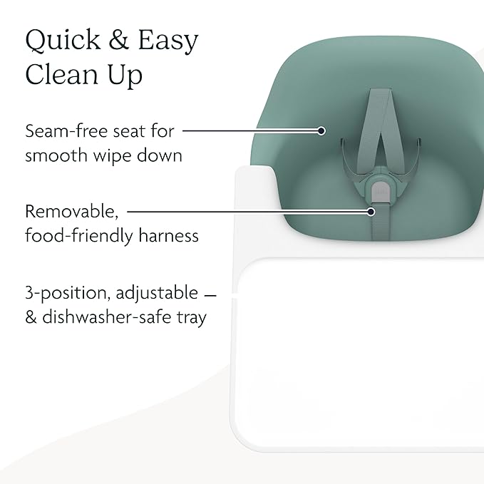 UPPAbaby Ciro High Chair/Sleek, Easy-to-Clean Design/Perfect-Fit Tray to Bring Baby to Table/Patent-Pending Harness/Dual-Position, 180-Degree Rotating Footrest/Emrick (Green/Rubberwood)