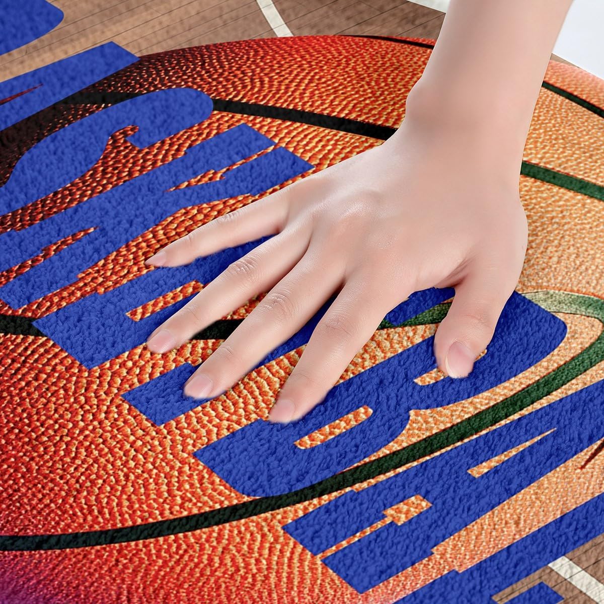 Feelyou Basketball Polyester Bath Rug Basketball Court Print Soft Fleece Door Carpet for Kids Boys Girls Orange Basketball Non Slip Bath Mat Ball Game Bathroom Floor Indoor Doormat,20x32 Inch