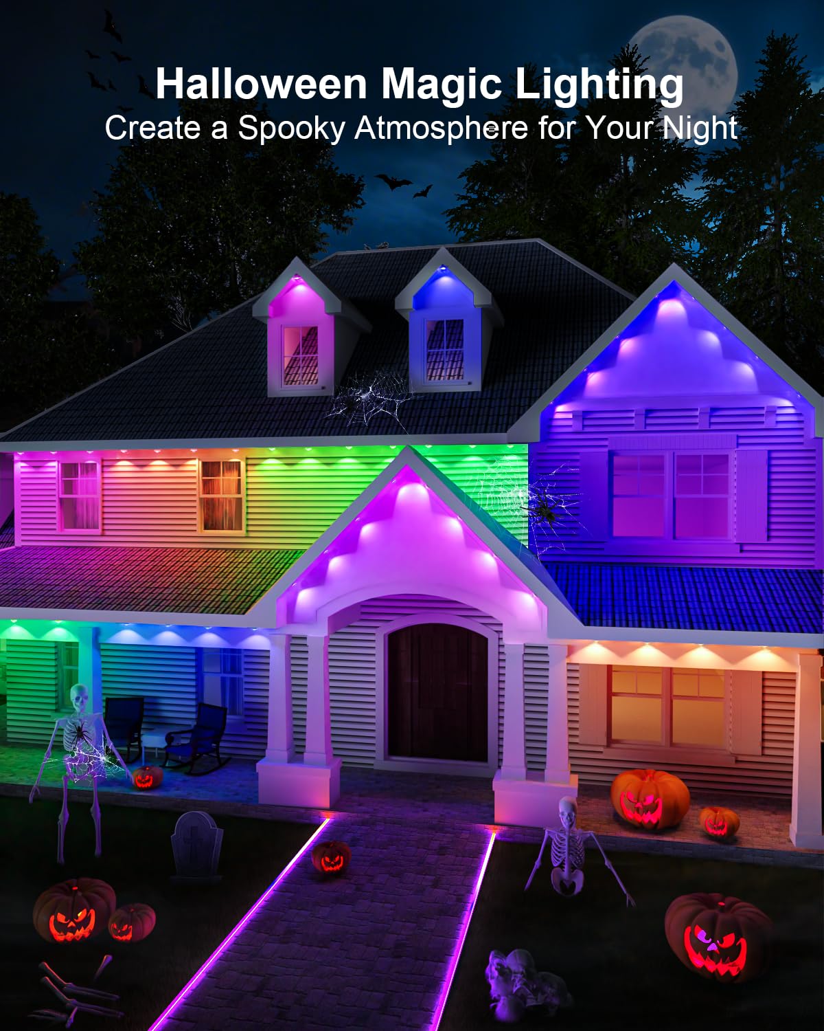 Tropwellhouse Permanent Outdoor Light Pro  200Ft With 144 Rgb+Ic Led Lights  90 Scene Modes  Ai Light Design  Ip67 Waterproof For Halloween Christmas Decor And Daily Lighting  Work With Alexa  Google