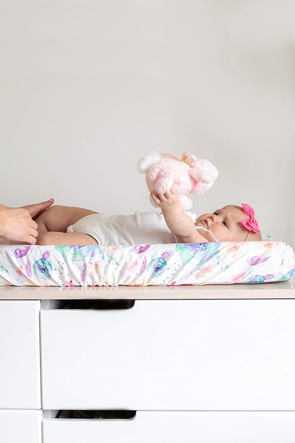 Copper Pearl Premium Knit Changing Pad Cover Soft, Stylish, and Universal Fit for All Standard Diaper Changing Pads, Trendy Design Changing Pad Covers, Bloom