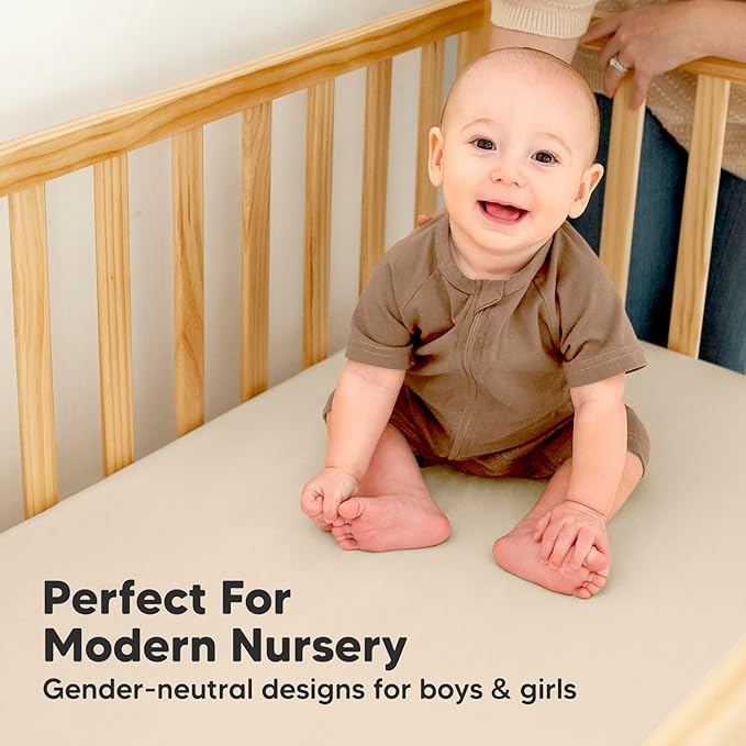 2-Pack Waterproof Baby Crib Sheets for Boys, Girls - 52x28 Viscose Derived from Bamboo Toddler Bed Sheet Neutral, Fitted Crib Mattress Protector Cover for Baby Bedding, Soft & Gentle (Butterflies)