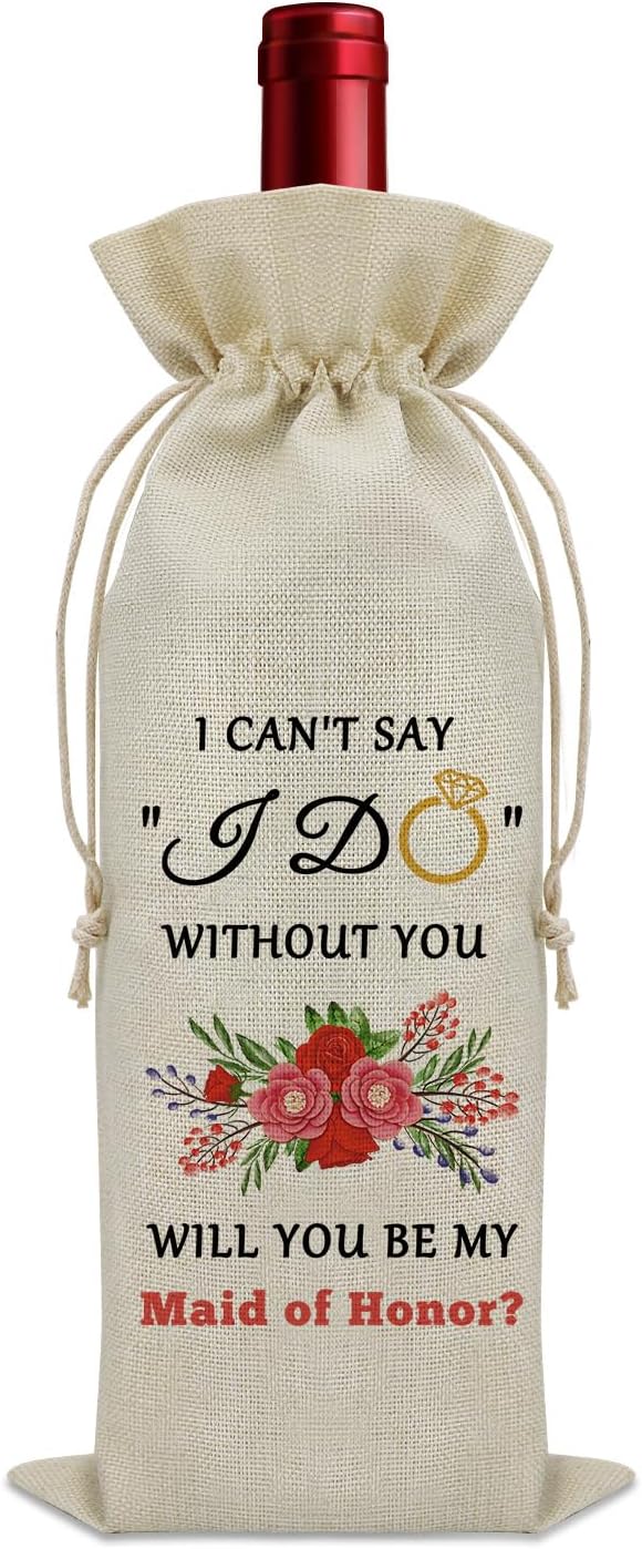 Maid of Honor Gifts Wine Bag Maid of Honor Proposal Gifts Bridesmaid Gifts for Wedding Day Wine Bottle Decoration Bag Bridal Shower Gifts for Bridesmaids Wine Accessories Gifts for Wine Lovers