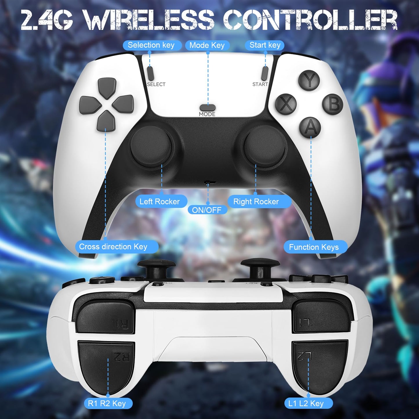 Retro Gaming Console Stick, Classic Video Games Stick with 4K HDMI, Built-in 23 Emulators, 20000+ Games - Plug & Play TV Video GameStick with Upgrade Dual 2.4G Wireless Controllers