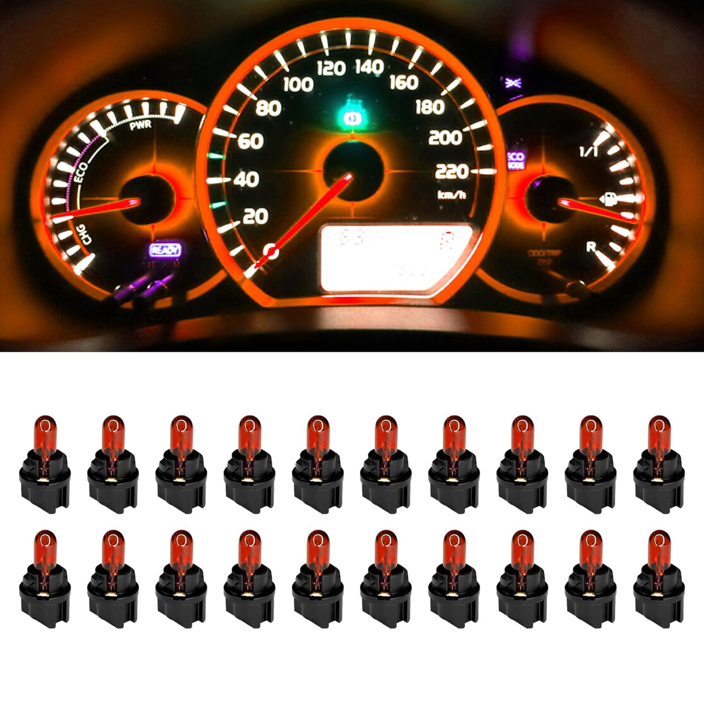 Qqwd 20Pcs T5 17 57 86 Halogen Instrument Cluster Bulbs Kits  12V Dash Light For Car Interior  Automotive Replacement Gauge Cluster Panel Bulb With T5 Sockets  Universal Lighting Accessories(Amber