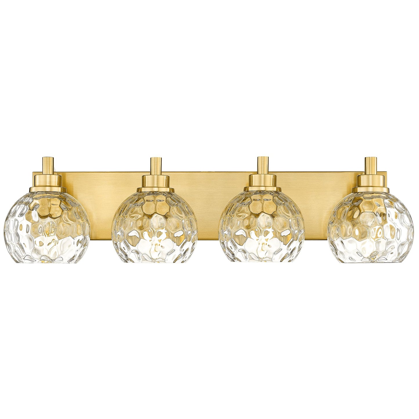 Metwet Bathroom Light Fixtures Over Mirror  26  Brushed Gold Bathroom Vanity Light With Clear Hammered Glass Globe Shade  4-Light Modern Sconces Wall Lighting  Vl200-Bg-Cl-4