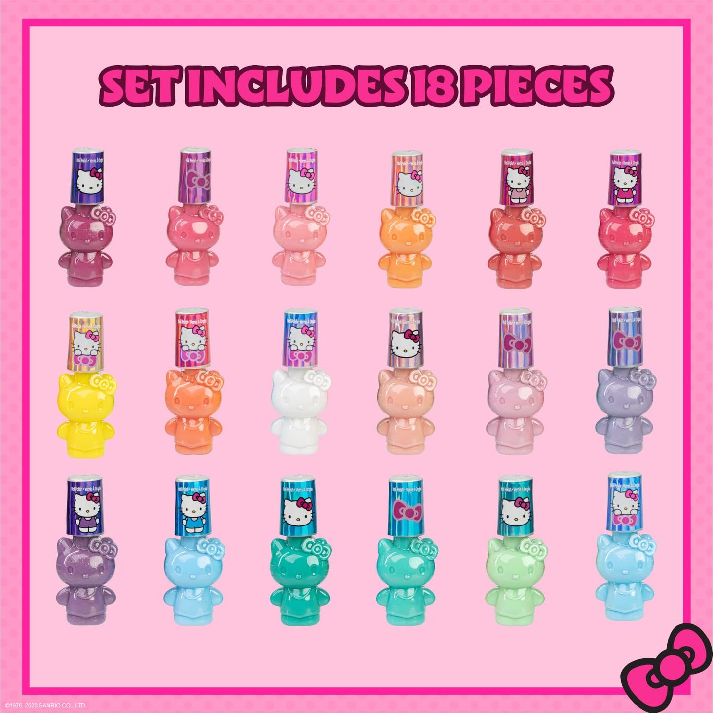 Hello Kitty Non-Toxic Peel-Off Water-Based Safe Quick Dry Nail Polish Set for Girl Kids Ages 3+, Perfect for Birthday Gift Parti