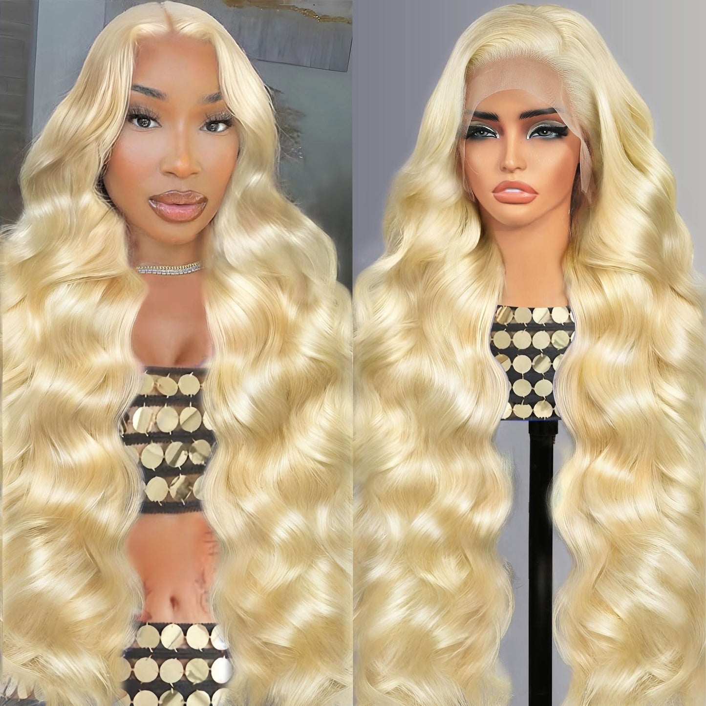 Quiport 613 13x6 Lace Front Wig Human Hair 26 Inch Blonde Wig Human Hair 210% Density Body Wave HD Transparent Lace Front Wigs P