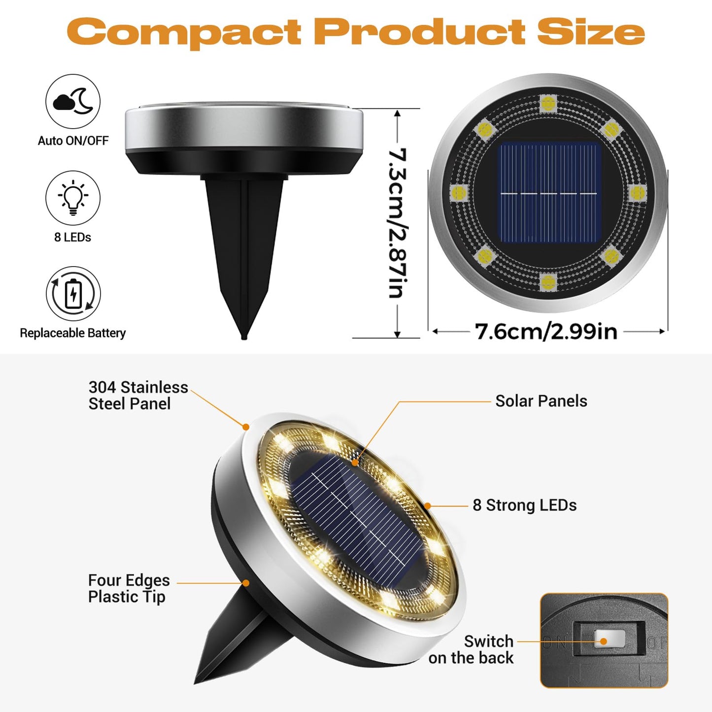 Vighep Solar Ground Lights  18 Pack Flat Solar Light Outdoor Waterproof  Bright Led Solar Disc Lights  3000K Warm White Landscape Lighting For Outside Yard Garden Pathway Driveway Lawn
