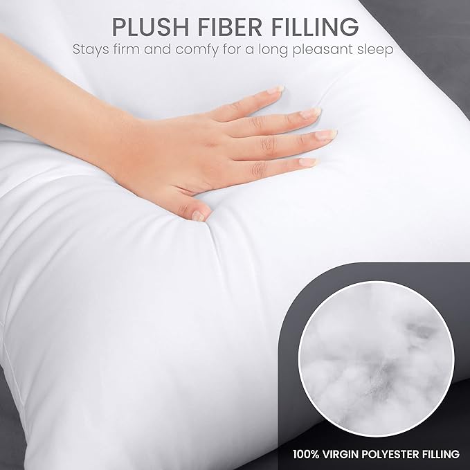 Utopia Bedding Full Body Pillow for Adults (White, 20 x 54 Inch), Long Pillow for Sleeping, Large Pillow Insert for Side Sleepers